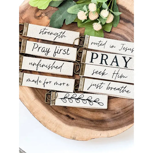 Christian Inspirational Keychain Wristlet (Pray First)