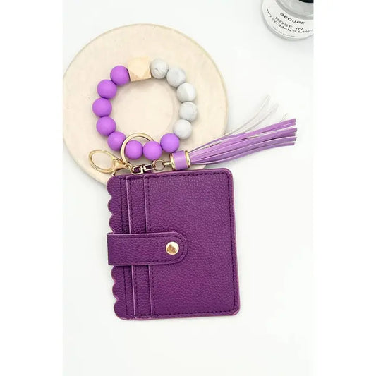 Beaded Bracelet Keychain Card Holder